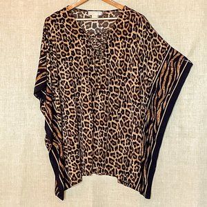 Michael Kors - Animal Print Lace-Up Poncho Tunic 3X